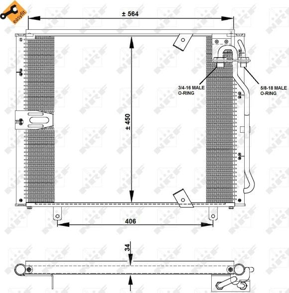 Радиатор кондиционера (конденсатор) NRF (алюминий). Артикул 35132