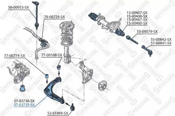 Поперечный рычаг Stellox (Стольное литье) правый нижний для Renault Safrane I 1992-2000. Артикул 57-03735-SX