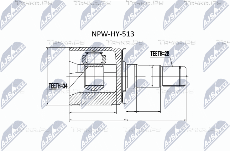 Шрус внутренний (граната) NTY. Артикул NPW-HY-513