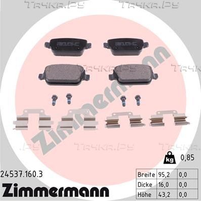Тормозные колодки Zimmermann задние для Volvo XC70 II 2007-2016. Артикул 24537.160.3