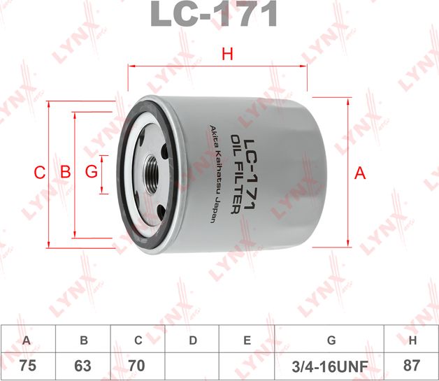 Масляный фильтр LYNXauto. Артикул LC-171