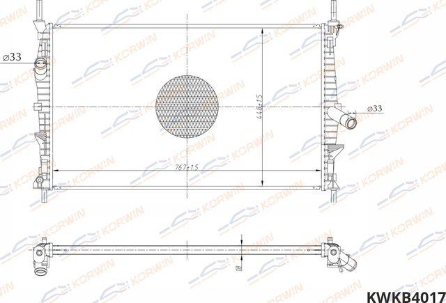 Радиатор охлаждения Ford Transit 2.2 TDCI (13-) (гарантия 2 года) (Korwin). Артикул KWKB4017