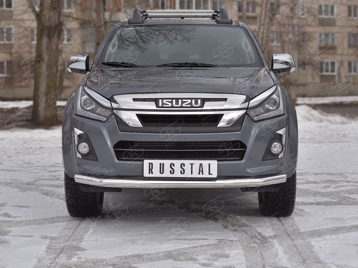 Защита RusStal переднего бампера d63 секции для Isuzu D-Max III 2019-2026. Артикул IDMZ-003395