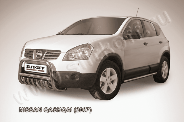 Кенгурятник Slitkoff d57 низкий c защитой картера для Nissan Qashqai I 2007-2009. Артикул NIQ003