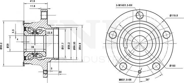 Ступица колеса с интегрированным подшипником (Unio). Артикул HUB-20269