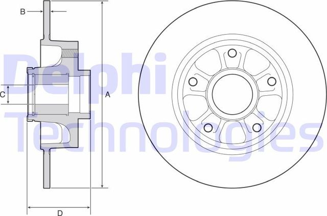 Тормозной диск Delphi задний для Renault Megane IV 2015-2026. Артикул BG9230RSC