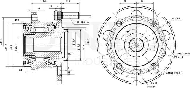 Ступица колеса с интегрированным подшипником (Unio). Артикул HUB-20191