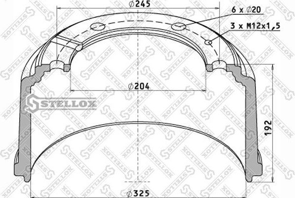 Тормозной барабан Stellox задний для MAN L2000 1993-2005. Артикул 85-00068-SX