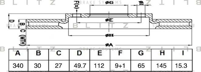 Диск тормозной VW GOLF VII 13- перед.вент. (Blitz). Артикул BS0528