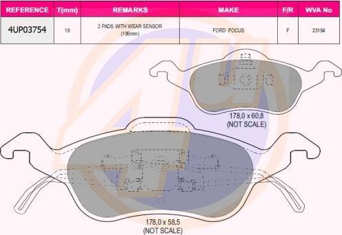Тормозные колодки 4U. Артикул 4UP03754