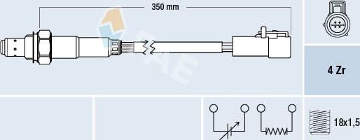 Лямбда-зонд (кислородный датчик) FAE. Артикул 77264