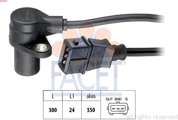 Датчик положения коленвала Facet Made in Italy - OE Equivalent. Артикул 9.0272