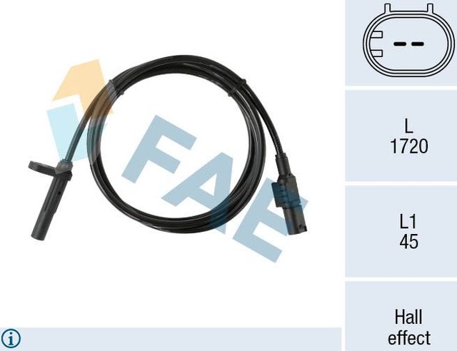 Датчик ABS FAE задний левый для Volkswagen Crafter I 2006-2011. Артикул 78543