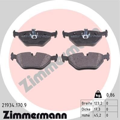 Тормозные колодки Zimmermann pb:z. Артикул 21934.170.9