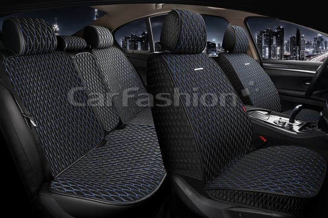 Накидки универсальные CarFashion Iceberg Plus для авто, цвет Черный/Черный/Синий. Артикул 22716