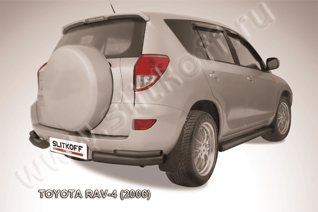 Защита Slitkoff задняя d57 уголки ЧЕРНАЯ матовая для Toyota RAV4 III 2005-2009. Артикул TR4011B