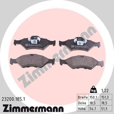 Тормозные колодки Zimmermann. Артикул 23200.185.1