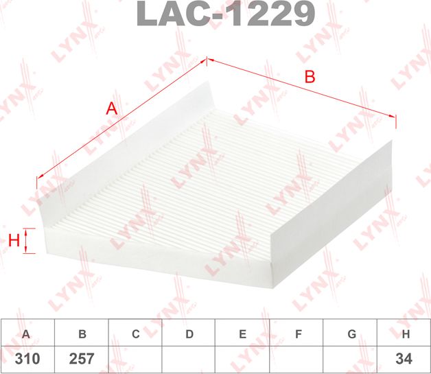 Салонный фильтр LYNXauto. Артикул LAC-1229