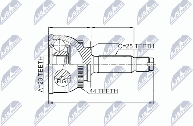 Шрус наружный (граната) NTY передний для Hyundai Matrix I 2001-2010. Артикул NPZ-HY-549