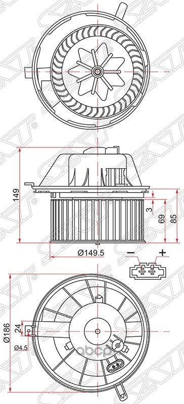 МОТОР ОТОПИТЕЛЯ САЛОНА AUDI A3 03-SKODA OCTAVIA (SAT). Артикул ST1K1819015