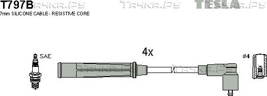 Высоковольтные провода (провода зажигания) (комплект) Tesla. Артикул T797B