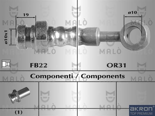 Тормозной шланг Malò задний для Hyundai Elantra III (XD) 2000-2006. Артикул 80390