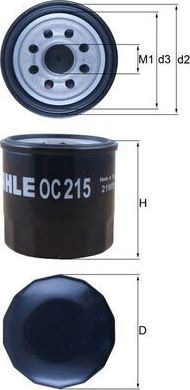 Масляный фильтр Mahle для Hafei Brio 2003-2010. Артикул OC 215