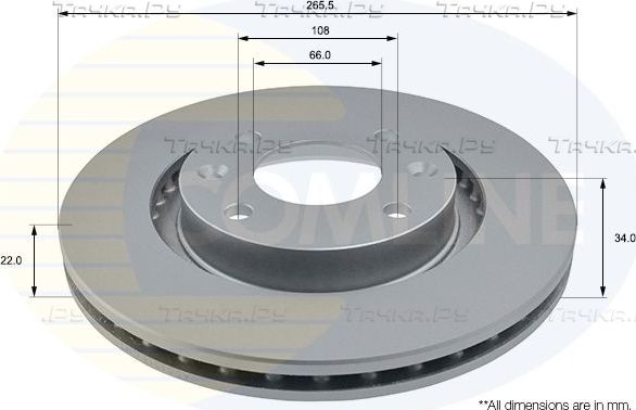 Тормозной диск Comline COATED передний для Citroen Xsara 1997-2005. Артикул ADC1518V