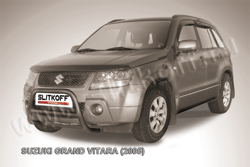 Кенгурятник Slitkoff d57 низкий ЧЕРНЫЙ матовый для Suzuki Grand Vitara III 5-дв. 2005-2008. Артикул SGV05006B