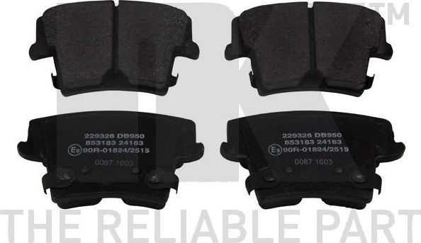 Тормозные колодки NK. Артикул 229326