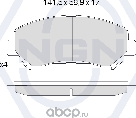 Колодки тормозные керамические, передние (NGN). Артикул 3501396