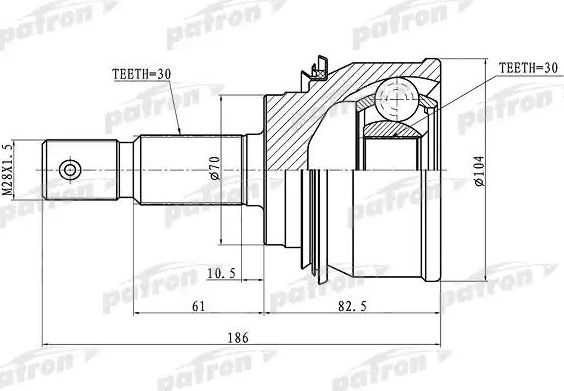 Шрус наружный (граната) Patron передний для Toyota Land Cruiser Prado 120 2002-2010. Артикул PCV1079
