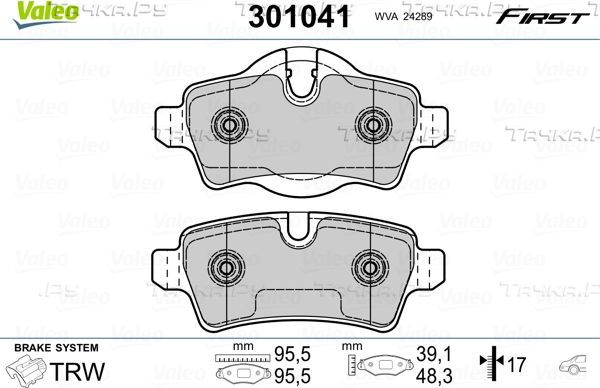 Тормозные колодки Valeo First задние для MINI Roadster R59 2012-2015. Артикул 301041