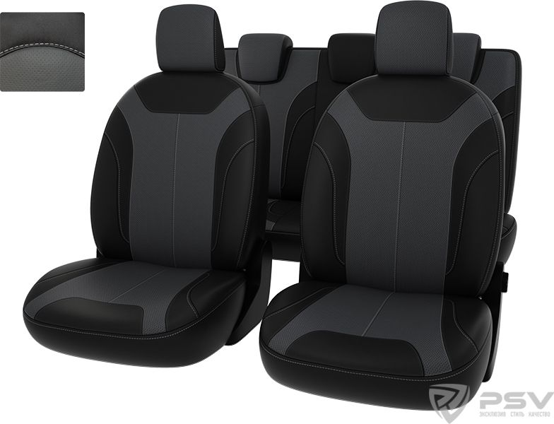 Чехлы PSV Оригинал на сидения для Lada Xray 2015-2026, цвет Черный/серый. Артикул 126721