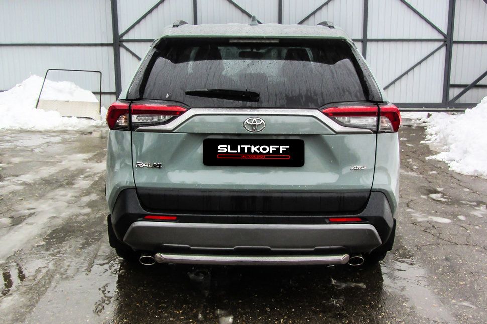 Защита Slitkoff заднего бампера d57 для Toyota RAV4 V 2018-2026. Артикул TR419-005