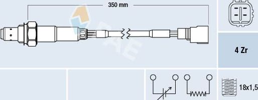 Лямбда-зонд (кислородный датчик) FAE. Артикул 77511