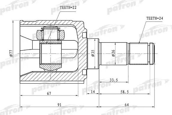 Шрус внутренний (граната) Patron. Артикул PCV1170