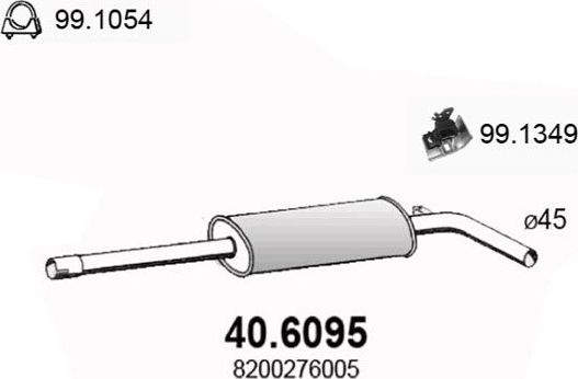 Глушитель (средняя часть) Asso. Артикул 40.6095