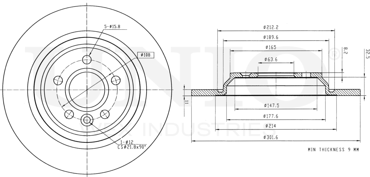 Диск тормозной (Unio). Артикул BRD-20487