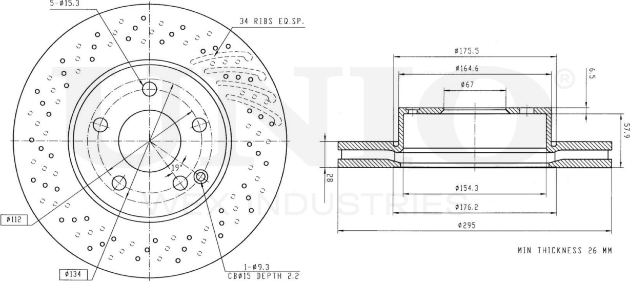 Диск тормозной (Unio). Артикул BRD-20312