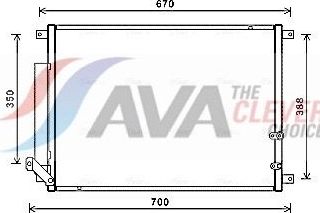 Радиатор кондиционера (конденсатор) AVA (алюминий). Артикул CC5001D