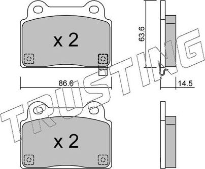 Тормозные колодки Trusting задние для Mitsubishi Lancer X 2008-2015. Артикул 843.0