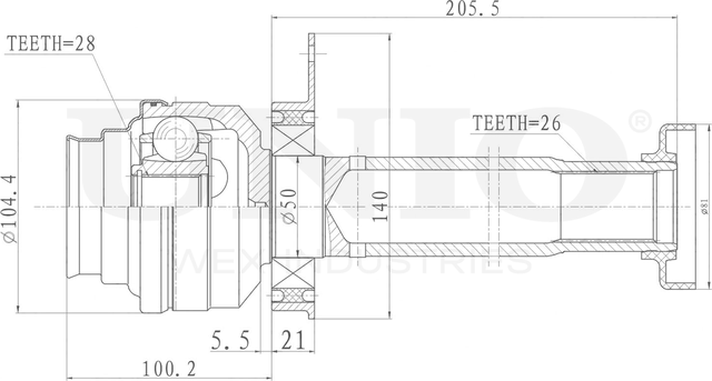 ШРУС внутренний (Unio). Артикул CVJ-30083