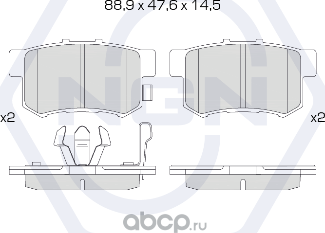 Колодки тормозные керамические, задние (NGN). Артикул 3501538