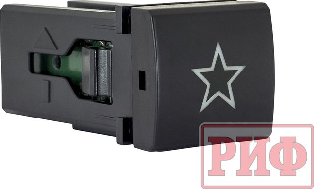 Кнопка РИФ включения/выключения универсальная 22x22 с голубой подсветкой для Toyota Land Cruiser Prado 150 2009-2026. Артикул RIF22-1-7112204