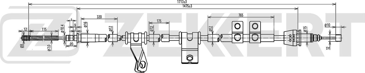 Трос ручника (тросик ручного тормоза) Zekkert. Артикул BZ-1168