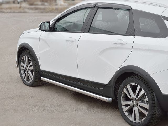 Защита порогов RusStal труба d63 (вариант 3) для Lada Vesta SW Cross 2017-2026. Артикул LVT-0028493
