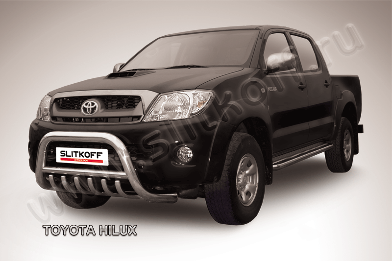 Кенгурятник Slitkoff d76 низкий с защитой картера для Toyota Hilux VII 2008-2011. Артикул THL001