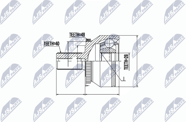 Шрус внутренний (граната) NTY передний для Volvo XC90 I 2002-2014. Артикул NPZ-VV-019