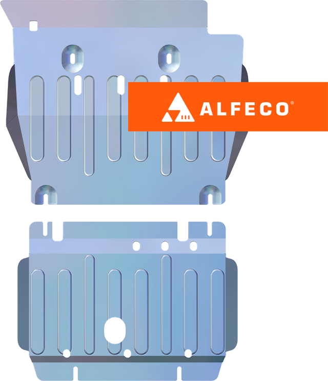 Защита алюминиевая Alfeco для радиатора и картера (2 части) Toyota Tacoma Double Cab (N200) 2012-2015. Артикул ALF.24.142al